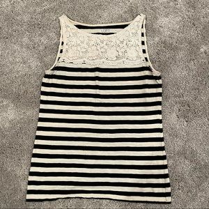 LOFT High Neck Striped Tank Top | M